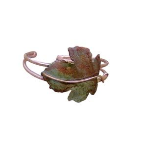 Heat Patina Handcrafted Copper Leaf Bracelet Cuff by Sandy Robinson Jewelry